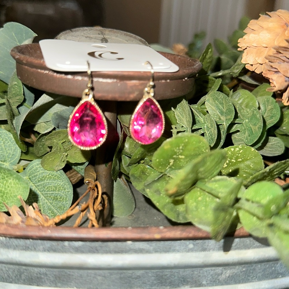 Hot pink jewel tone earrings